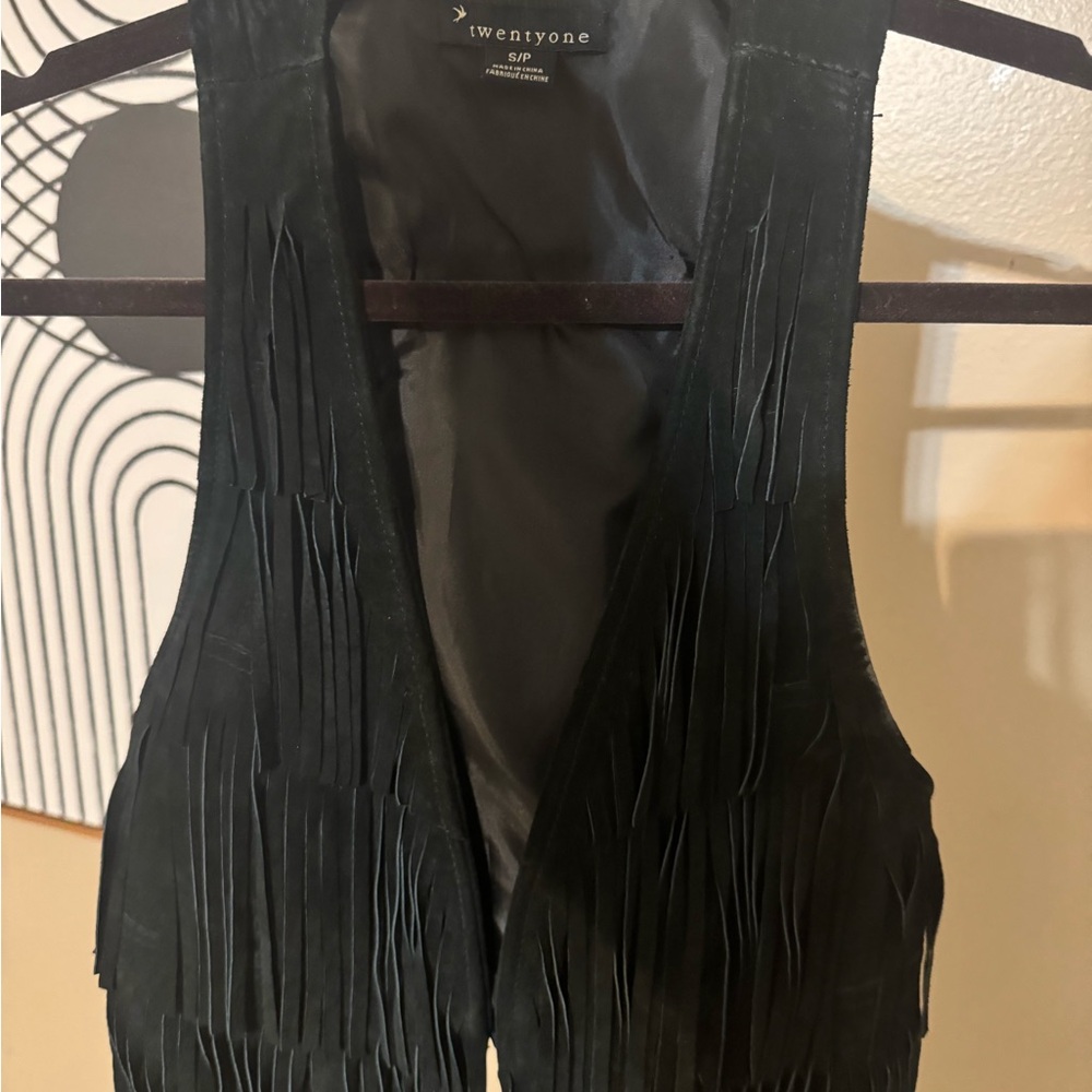 Forever 21 Black Fringe Vest